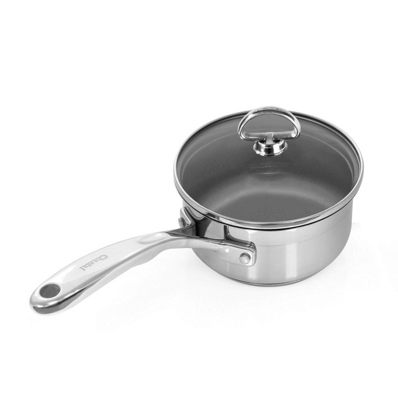Chantal Induction 21 Steel 1 quart NonStick Saucepan with Tempered Glass Lid, Ceramic Non Stick, Brushed Stainless Steel - Image 4